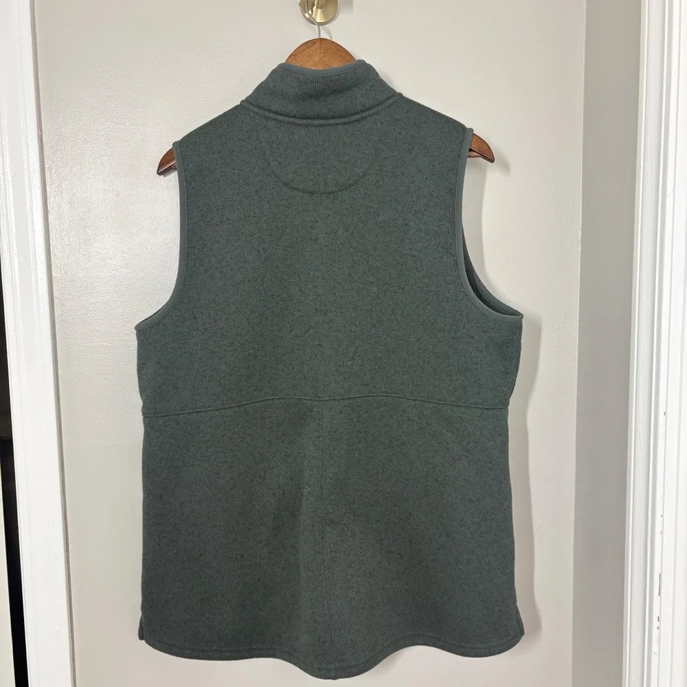 LL Bean Sweater Fleece Vest XL Green Heather Full Zip Pocket Gorpcore Prep - Picture 3 of 7